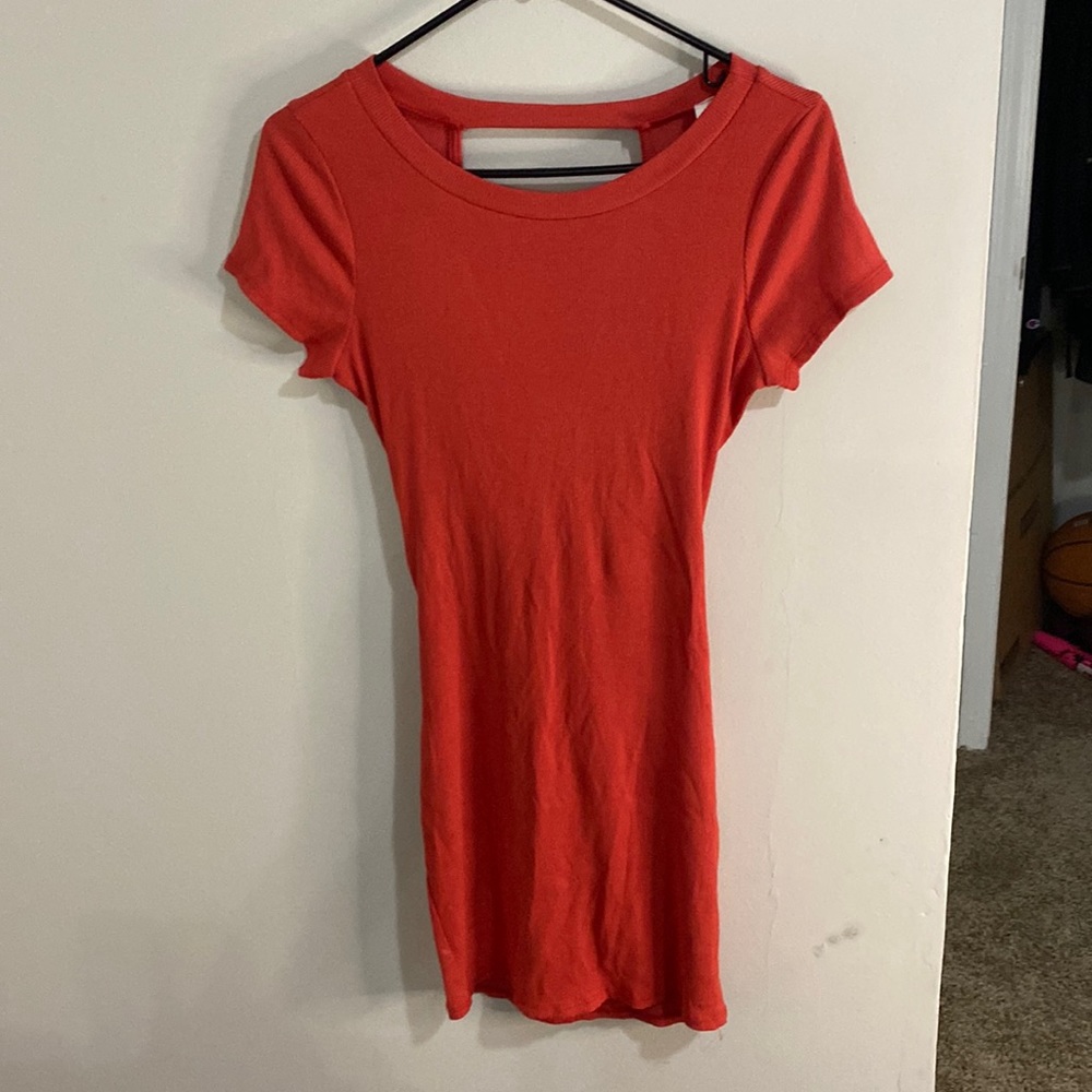 Open back orange dress